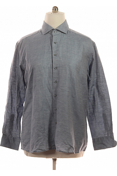 ETERNA Pánská Bavlněná Košile Modrá Dlouhý Rukáv Elegantní Business Vel. 44