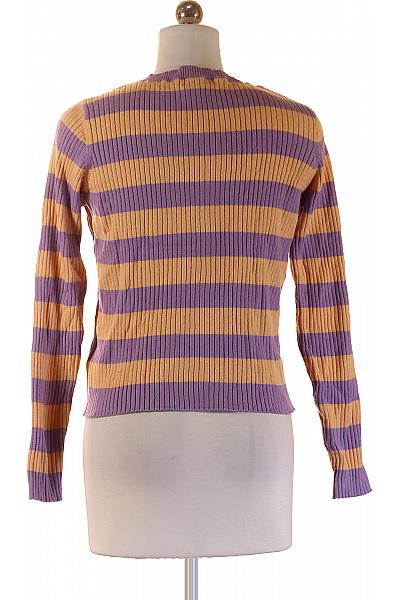 Name It Dívčí žebrovaný viskózový svetr fialovo-oranžový pruhovaný Vel. m | Name It | obrázek 2