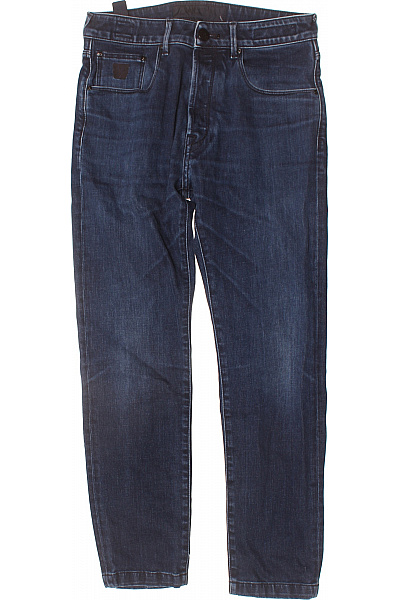 Pánské Tmavě Modré Rovné Džíny Klasický Střih S Kapsami Velikost 31