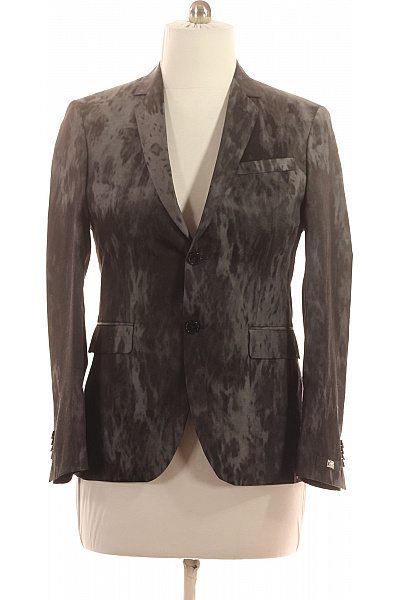 Karl Lagerfeld Polyesterové Sako Šedé Vzorované Ležérní Moderní Vypasované Jednořadé Velikost 48