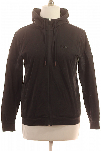 Hugo Boss Pánská Bavlněná černá Jednobarevná Mikina S Kapucí Na Zip Velikost L