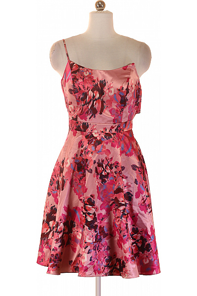 Vera Mont Letní šaty Na Ramínka Květované Saténové Růžové Velikost 36