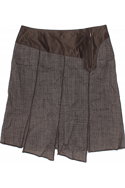 TAIFUN Dámská polyesterová asymetrická krátká sukně hnědá se zipem Vel. 40 | TAIFUN | obrázek 2