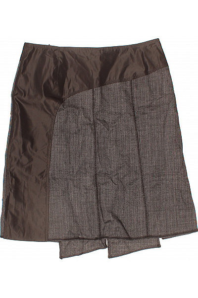 TAIFUN Dámská polyesterová asymetrická krátká sukně hnědá se zipem Vel. 40 | TAIFUN | obrázek 3