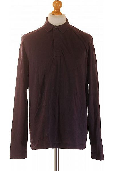 Bogner Pánské Bavlněné Tmavě Fialové Polo Tričko S Dlouhým Rukávem Jednobarevné Basic Vel. L