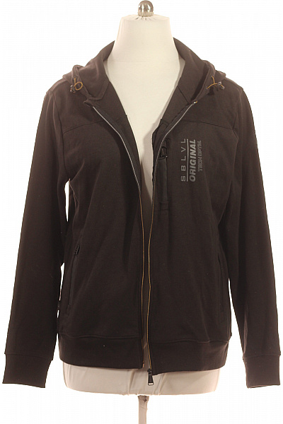 Sublevel Pánská Tmavě Hnědá Mikina S Kapucí A Potiskem Na Zip Vel. XL