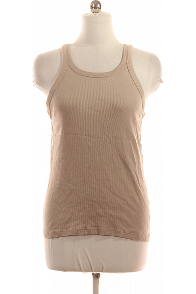 Dámské žebrované Béžové Tílko Basic Kulatý Výstřih Bez Rukávů Velikost S