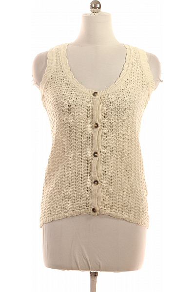 VERO MODA Dámská bavlněná pletená vesta krémová letní krátká se zapínáním Velikost m | VERO MODA | obrázek 2