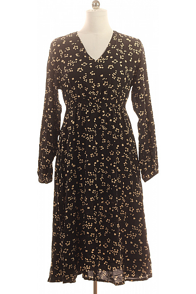 LAWRENCE GREY Černé viskózové midi šaty s dlouhým rukávem a květinovým potiskem Vel. 42 | LAWRENCE GREY | obrázek 2