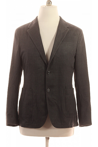 Duffel & Rums Pánské šedé polyesterové sako kárované ležérní na běžné nošení Vel. 52 | Duffel & Rums | obrázek 2