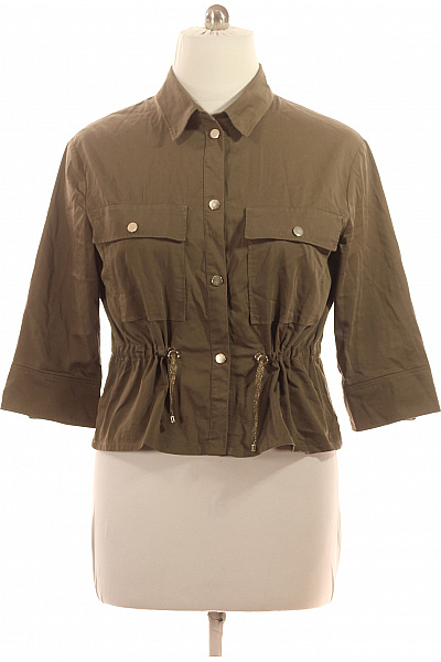 BETTY BARCLAY Khaki bavlněná vojenská bunda se stahováním crop ležérní Velikost 44 | BETTY BARCLAY | obrázek 2