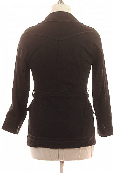 SOAKED Dámské bavlněné černé krátké vypasované dvouřadé s páskem sako na běžné nošení Vel. l | SOAKED | obrázek 3