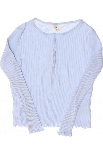 HM  Dámské Světle Modré Dlouhé žebrované Tričko Henley S Kulatým Výstřihem Vel. 122/128
