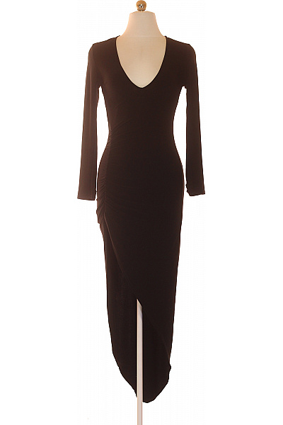 NLY  Dámské černé šaty Dlouhé S Dlouhým Rukávem Asymetrické Vel. XS