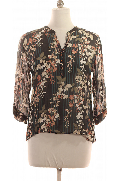 NILE Dámská viskózová halenka s dlouhým rukávem květinová pruhovaná volná Vel. m | NILE | obrázek 2