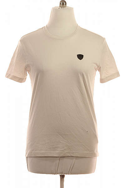 ARMANI Pánské Tričko Béžové Basic S Krátkým Rukávem A Kulatým Výstřihem Vel. L