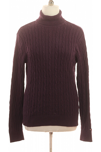 TOMMY HILFIGER Pánský fialový teplý pletený svetr s copánkovým vzorem a rolákem Velikost xl | TOMMY HILFIGER | obrázek 2