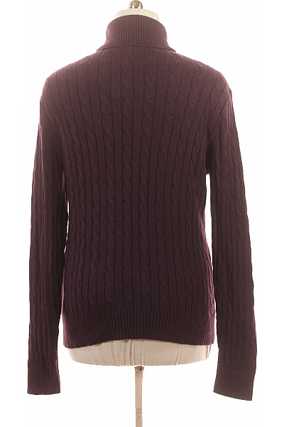 TOMMY HILFIGER Pánský fialový teplý pletený svetr s copánkovým vzorem a rolákem Velikost xl | TOMMY HILFIGER | obrázek 3