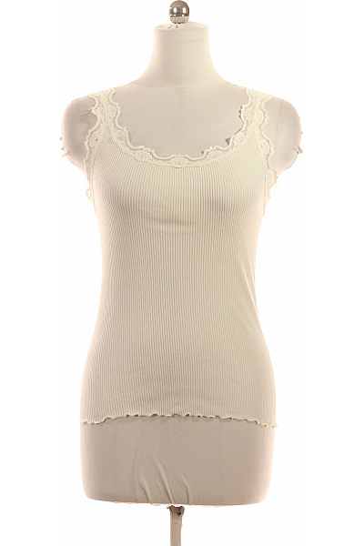 Rosemunde Dámské Hedvábné žebrované Tílko Bílé Krajka Basic Vel. L