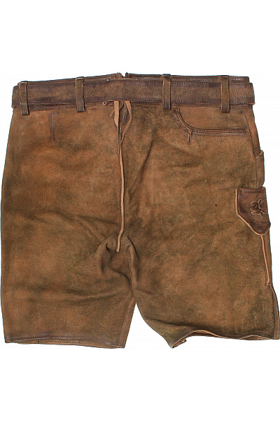 GWEIH & SILK Pánské kožené kraťasy hnědé s výšivkou tradiční Velikost 46 | GWEIH & SILK | obrázek 2