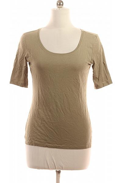 LAWRENCE GREY Dámské bavlněné modalové tričko khaki basic s krátkým rukávem a kulatým výstřihem Velikost S | LAWRENCE GREY | obrázek 2