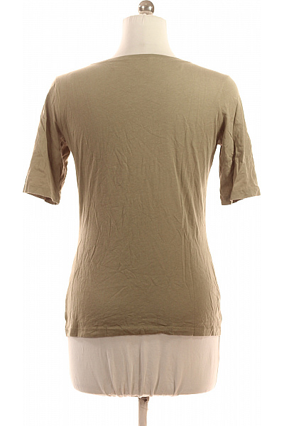 LAWRENCE GREY Dámské bavlněné modalové tričko khaki basic s krátkým rukávem a kulatým výstřihem Velikost S | LAWRENCE GREY | obrázek 3