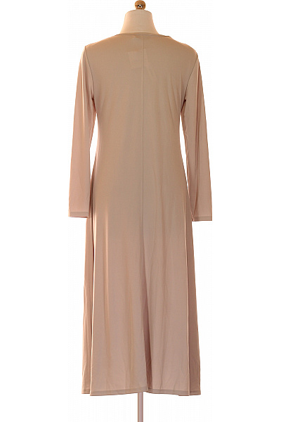 Carolina Cavour Dámské Béžové Jednoduché Midi Šaty S Dlouhým Rukávem Rovné Letní Vel. s | Carolina Cavour | obrázek 2