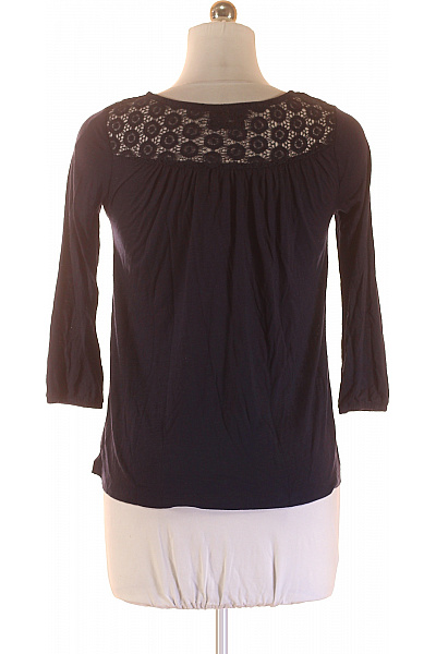 Gina Dámské viskózové tričko tmavě modré s krajkou dlouhý rukáv Vel. 38 | Gina | obrázek 3