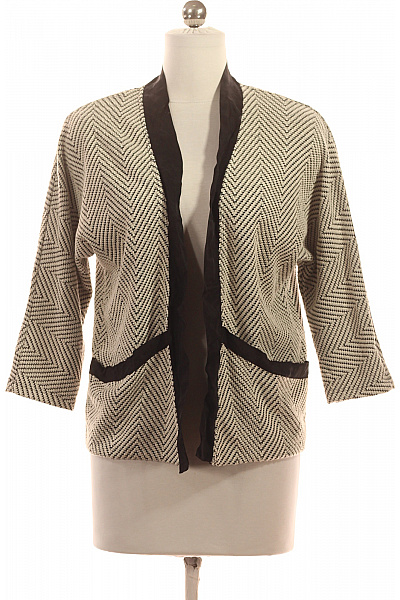 SELECTED Dámský Pletený Kardigan černobílý Vzorovaný Bez Zapínání Elegantní Velikost S