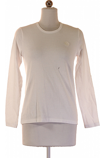 Dámské Tričko S Dlouhým Rukávem Bílé Jednobarevné Basic Velikost Xs