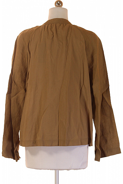 Marc O´Polo Hnědá lněná halenka s dlouhým rukávem a výstřihem do V Vel. 36 | Marc O´Polo | obrázek 2