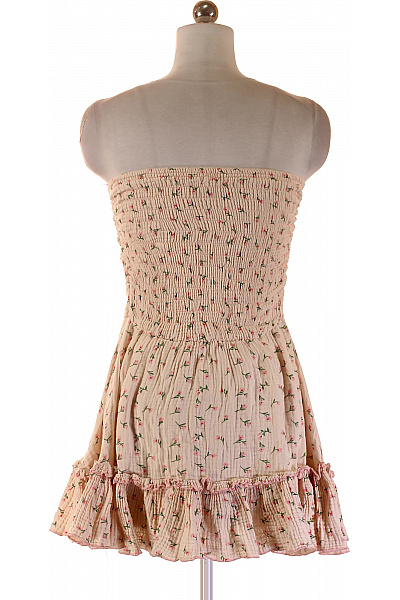 Dívčí šaty krémové s potiskem květy nabírané volánové letní | Unimoda | obrázek 3