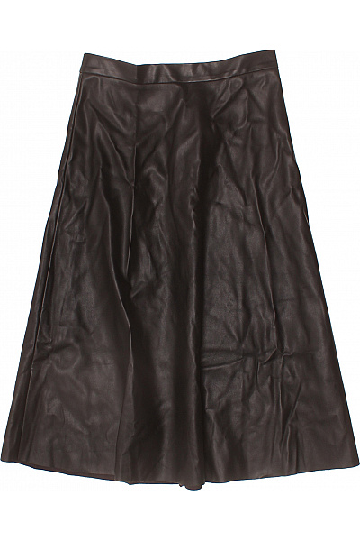 Dámská koženková midi áčková sukně tmavě hnědá rozšířená Vel. 34 | Unimoda | obrázek 2