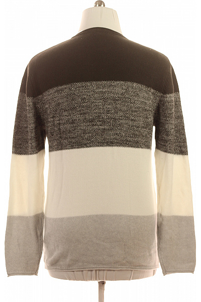 key largo Pánský pruhovaný pulovr podzimní šedobílý s texturou Velikost xl | key largo | obrázek 2