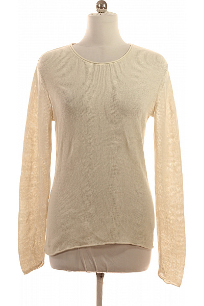 PREMIUM Dámský lněný svetr béžový pletený lehký basic přes hlavu Vel. m | PREMIUM | obrázek 2