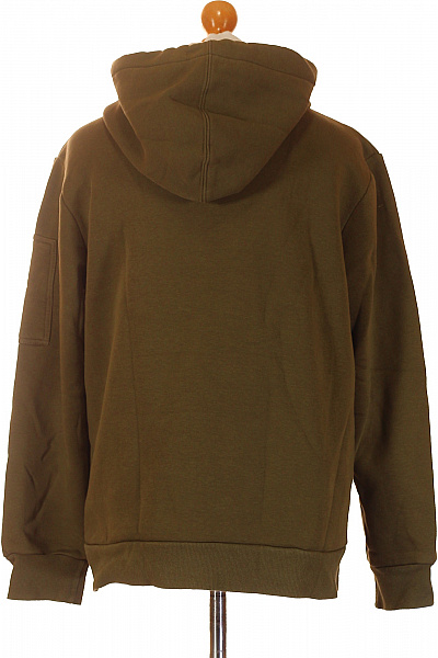 Pánská khaki mikina s kapucí streetwear přes hlavu s potiskem Vel. l | Unimoda | obrázek 2