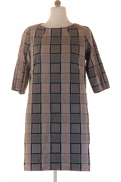 Šedé kostkované letní šaty retro rovné tunikové denní Vel. XL | Unimoda | obrázek 2
