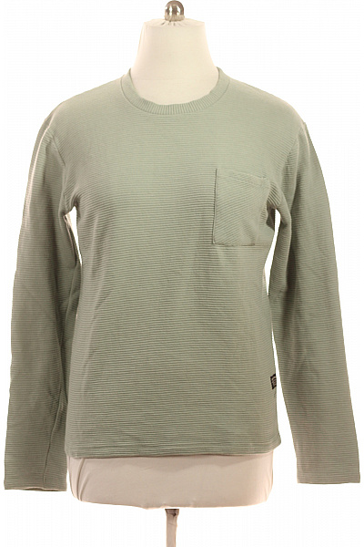 key largo Pánské bavlněné tričko dlouhý rukáv zelené pruhované žebrované basic s kapsou Velikost xxl | key largo | obrázek 2