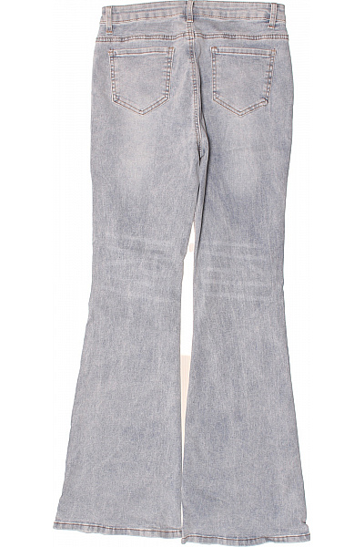 shein Dámské modré seprané zvonové džíny volné retro styl Vel. l | shein | obrázek 2