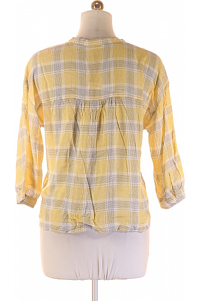 OPUS Dámská viskózová žlutá kostkovaná volná košile 3/4 rukáv ležérní Vel. 38 | OPUS | obrázek 3