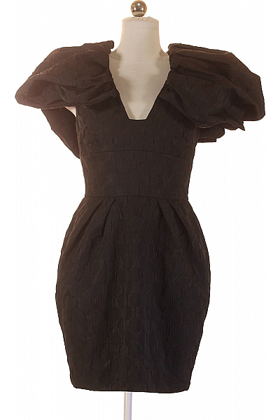 BCBGMAXAZRIA Černé Mini šaty S Nabíranými Rameny Koktejlové Velikost S