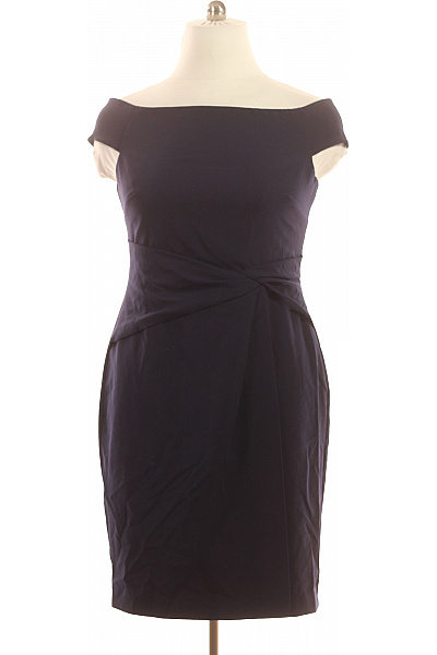 Tmavě Modré Pouzdrové Koktejlové šaty S Odhalenými Rameny Vel. 14