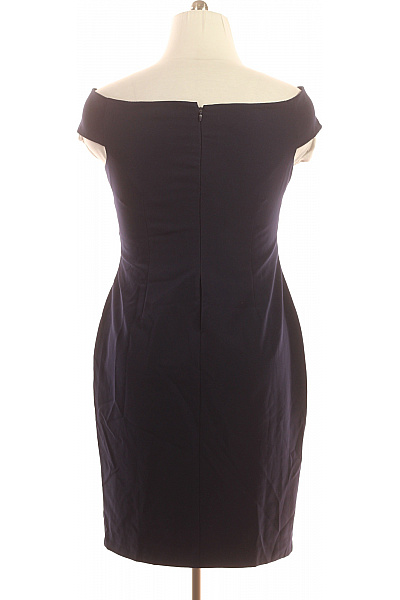 Tmavě modré pouzdrové koktejlové šaty s odhalenými rameny Vel. 14 | Unimoda | obrázek 2