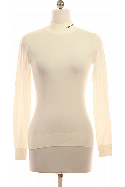 Karl Lagerfeld Dámské Bílé Tričko S Dlouhým Rukávem A Stojáčkem Basic Vel. S