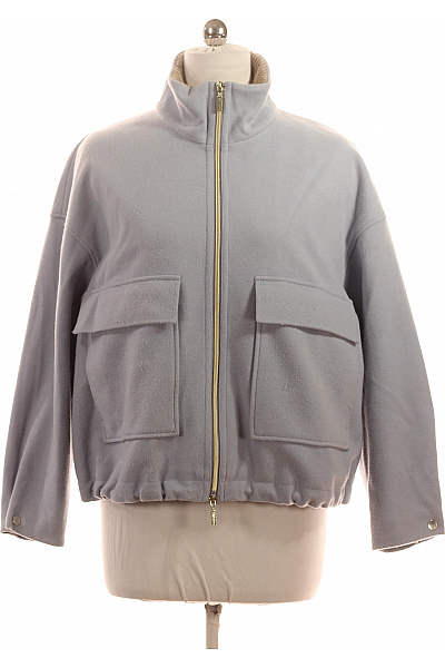 White Label Dámský Polyesterový Krátký Bomber Kabát Světle Modrý Moderní Na Zip Velikost 38