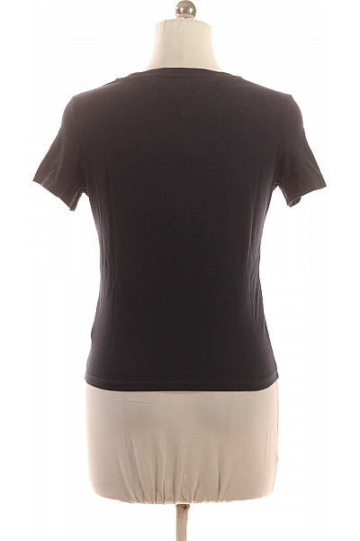 TOMMY HILFIGER Dámské bavlněné tričko tmavě modré basic krátký rukáv V výstřih jednobarevné Vel. xl | TOMMY HILFIGER | obrázek 3