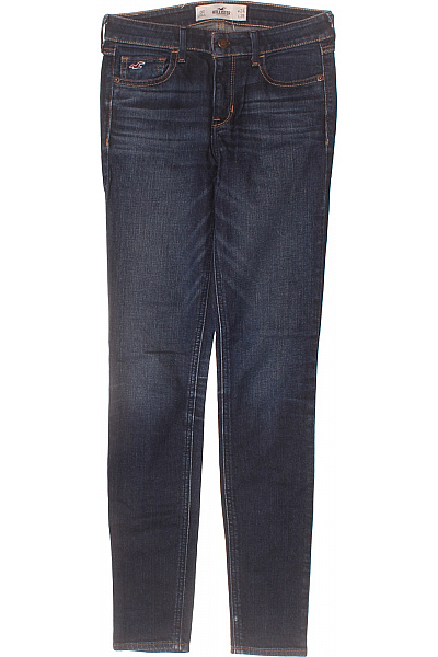 Hollister Dámské Bavlněné Modré Strečové Skinny Džíny Seprané Velikost 24/31