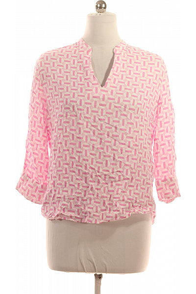 BETTER RICH Růžová Viskózová Halenka Vzorovaná 3/4 Rukáv Volná Výstřih Do V Velikost M