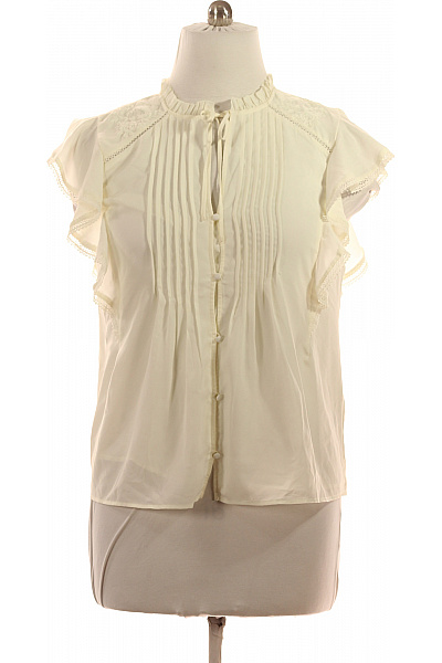 Ralph Lauren Elegantní společenská halenka s krátkým rukávem a volánky béžová Velikost L | Ralph Lauren | obrázek 2