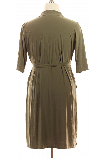 MILANO khaki košilové šaty s páskem a kapsami Velikost 46 | MILANO | obrázek 3